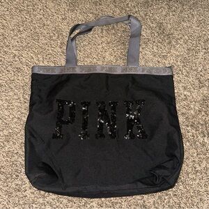 PINK Victoria's Secret Black and Gray Sequin Tote